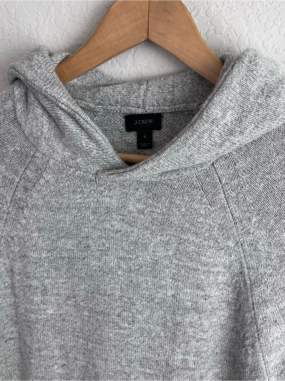 J.Crew Cotton Wool Sweater Hoodie S Heather Slate Gray Long Sleeve Mens Unisex